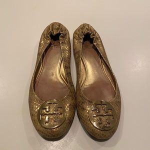 Tory Burch Gold Snakeskin Flats - SIZE 9